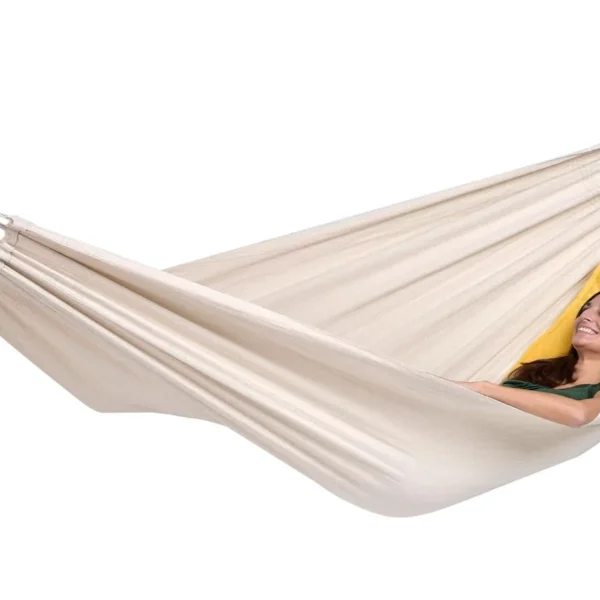 Barbados puuvillane võrkkiik 230 × 150 cm, naturaalvalge – valgel taustal