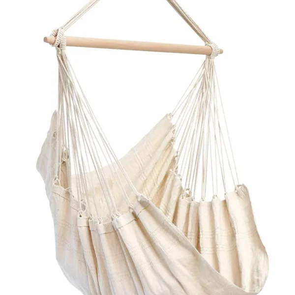 Brasil puuvillane rippkiik 160 × 130 cm, naturaalvalge – valgel taustal