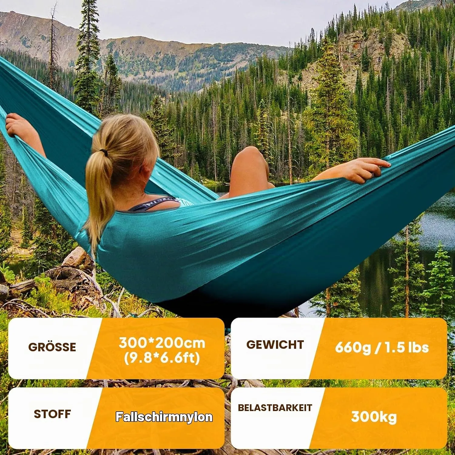 Võrkkiik 300 × 200 cm sinine