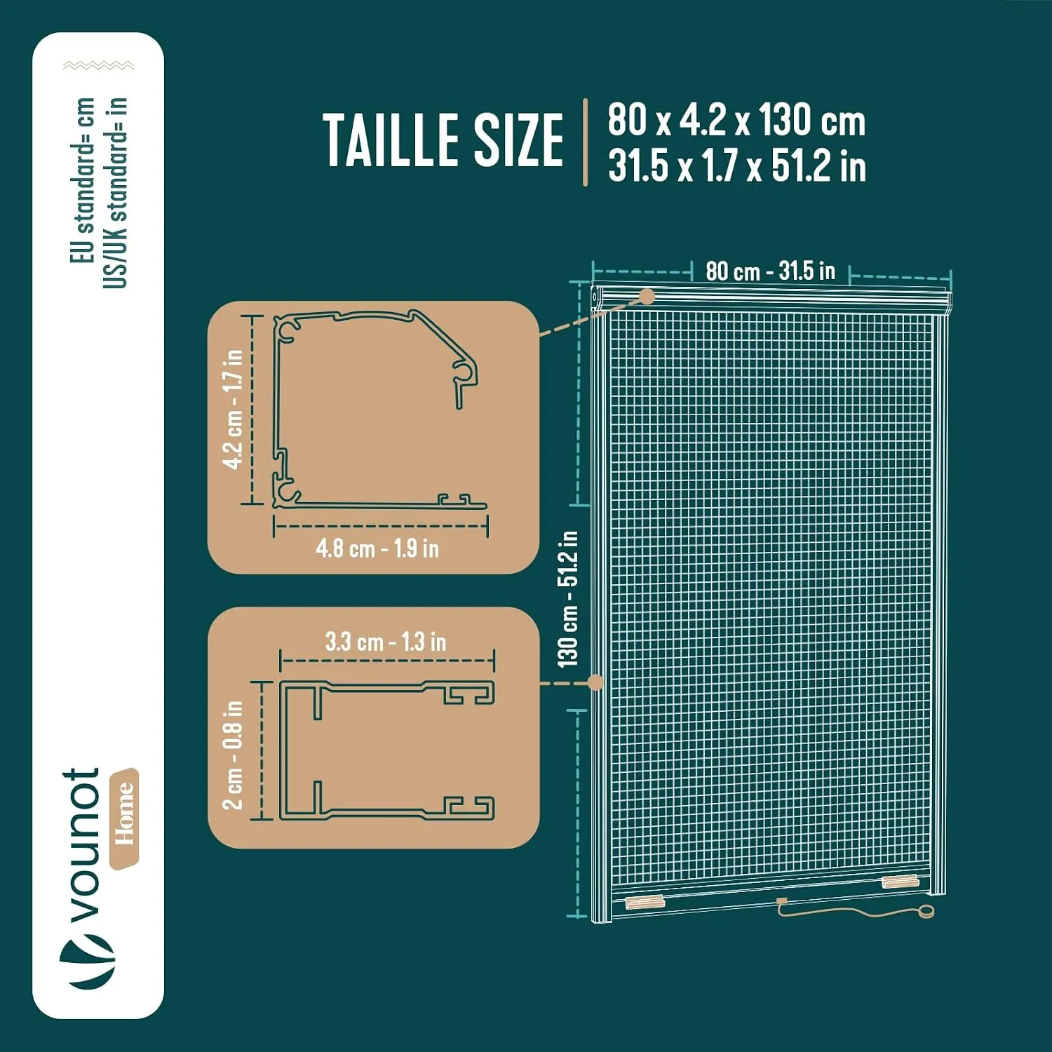 Putukavõrgu rullo mõõdud 80 × 130 cm